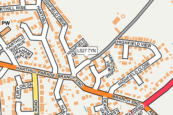 LS27 7YN map - OS OpenMap – Local (Ordnance Survey)