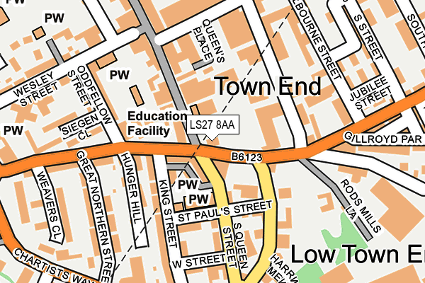 LS27 8AA map - OS OpenMap – Local (Ordnance Survey)