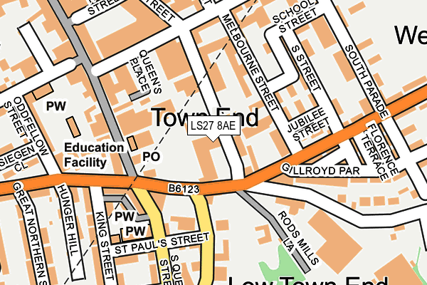 LS27 8AE map - OS OpenMap – Local (Ordnance Survey)