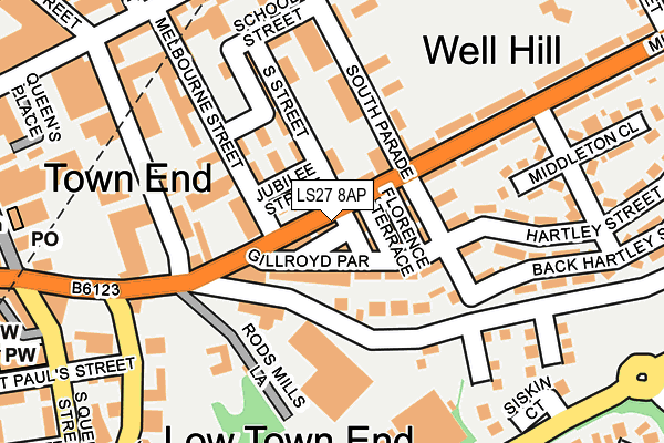 LS27 8AP map - OS OpenMap – Local (Ordnance Survey)