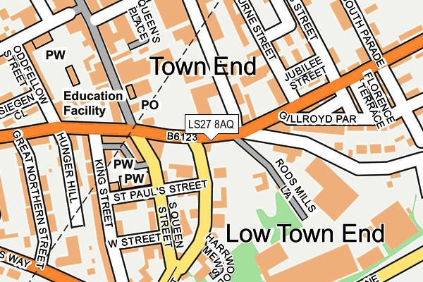 LS27 8AQ map - OS OpenMap – Local (Ordnance Survey)