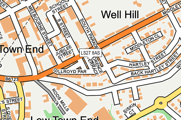 LS27 8AS map - OS OpenMap – Local (Ordnance Survey)