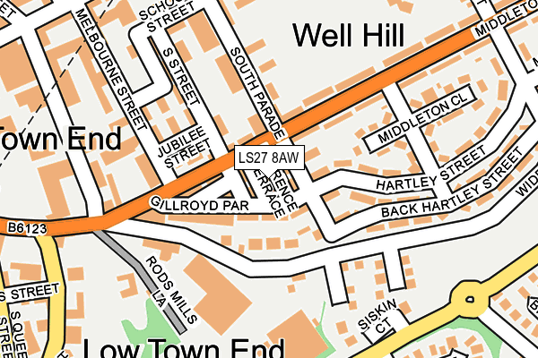 LS27 8AW map - OS OpenMap – Local (Ordnance Survey)