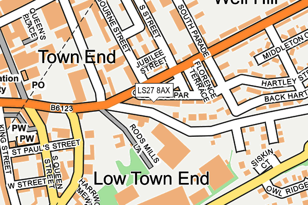 LS27 8AX map - OS OpenMap – Local (Ordnance Survey)
