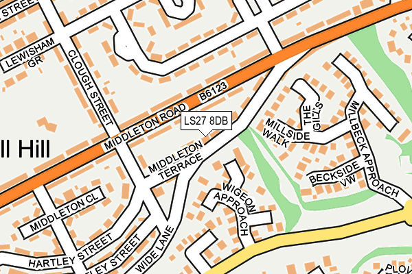LS27 8DB map - OS OpenMap – Local (Ordnance Survey)