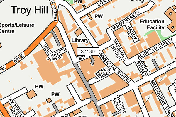 LS27 8DT map - OS OpenMap – Local (Ordnance Survey)