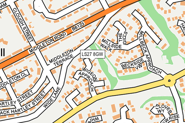 LS27 8GW map - OS OpenMap – Local (Ordnance Survey)