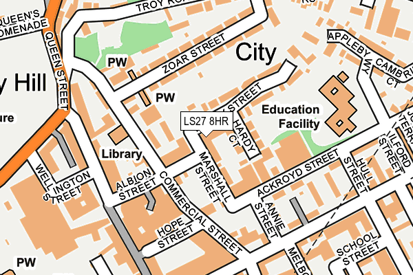 LS27 8HR map - OS OpenMap – Local (Ordnance Survey)