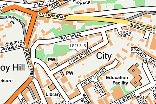 LS27 8JB map - OS OpenMap – Local (Ordnance Survey)