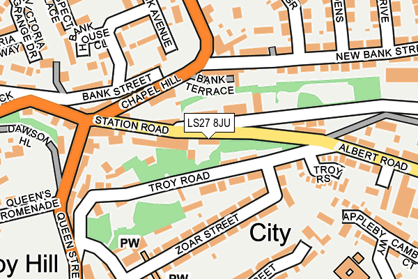LS27 8JU map - OS OpenMap – Local (Ordnance Survey)