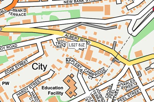 LS27 8JZ map - OS OpenMap – Local (Ordnance Survey)