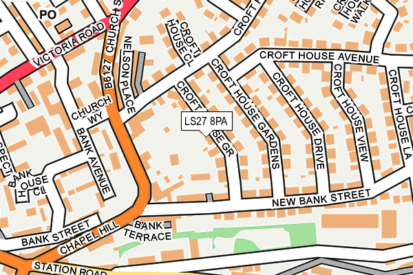 LS27 8PA map - OS OpenMap – Local (Ordnance Survey)