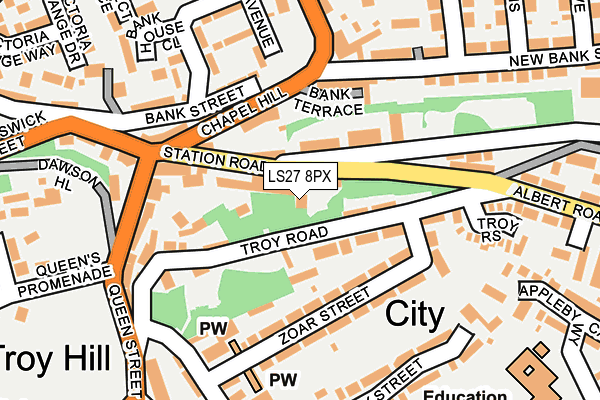 LS27 8PX map - OS OpenMap – Local (Ordnance Survey)