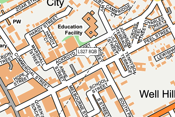 LS27 8QB map - OS OpenMap – Local (Ordnance Survey)