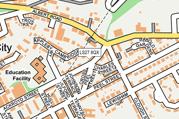 LS27 8QX map - OS OpenMap – Local (Ordnance Survey)