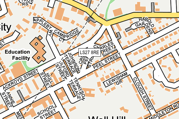 LS27 8RE map - OS OpenMap – Local (Ordnance Survey)