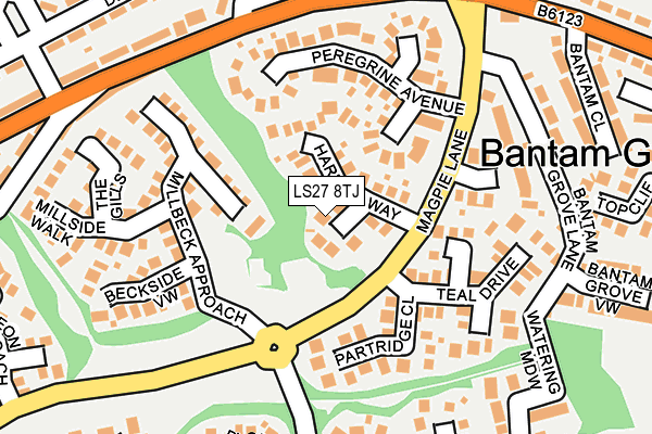 LS27 8TJ map - OS OpenMap – Local (Ordnance Survey)