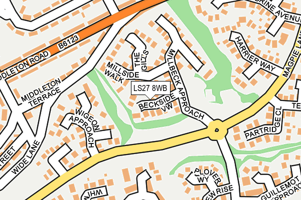 LS27 8WB map - OS OpenMap – Local (Ordnance Survey)