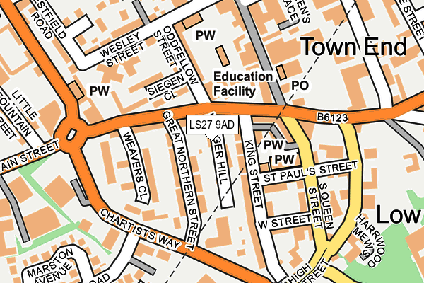 LS27 9AD map - OS OpenMap – Local (Ordnance Survey)
