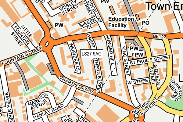 LS27 9AG map - OS OpenMap – Local (Ordnance Survey)