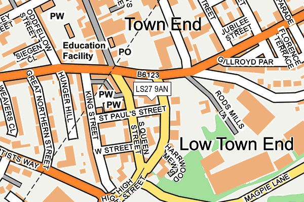LS27 9AN map - OS OpenMap – Local (Ordnance Survey)