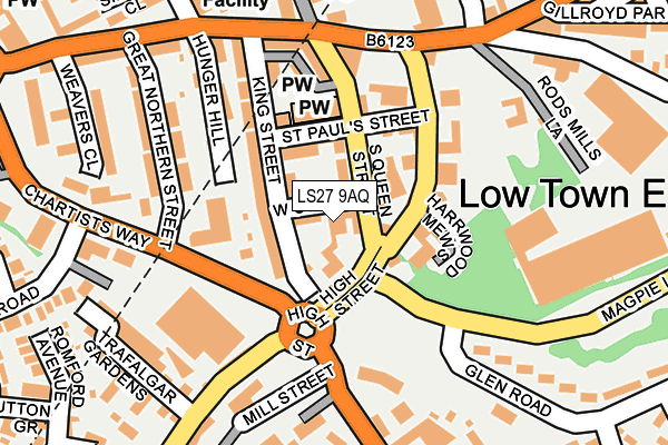 LS27 9AQ map - OS OpenMap – Local (Ordnance Survey)
