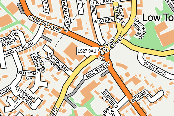 LS27 9AU map - OS OpenMap – Local (Ordnance Survey)