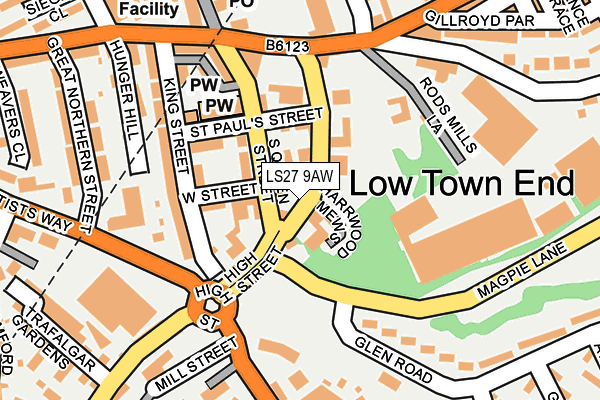 LS27 9AW map - OS OpenMap – Local (Ordnance Survey)