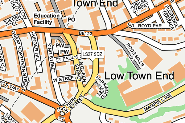 LS27 9DZ map - OS OpenMap – Local (Ordnance Survey)
