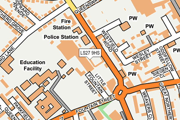 LS27 9HS map - OS OpenMap – Local (Ordnance Survey)