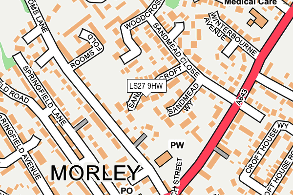 LS27 9HW map - OS OpenMap – Local (Ordnance Survey)