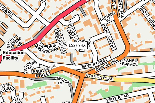 LS27 9HX map - OS OpenMap – Local (Ordnance Survey)
