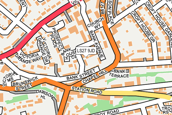 LS27 9JD map - OS OpenMap – Local (Ordnance Survey)