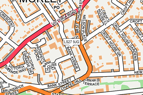 LS27 9JG map - OS OpenMap – Local (Ordnance Survey)
