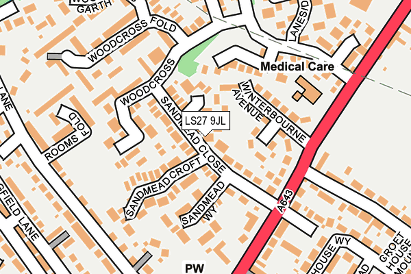 LS27 9JL map - OS OpenMap – Local (Ordnance Survey)