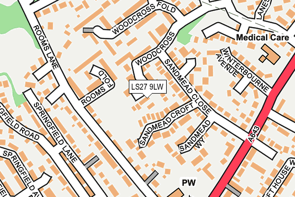 LS27 9LW map - OS OpenMap – Local (Ordnance Survey)