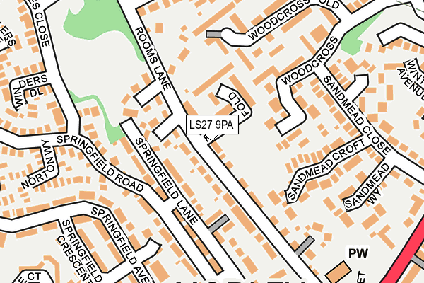 LS27 9PA map - OS OpenMap – Local (Ordnance Survey)