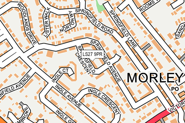 LS27 9PR map - OS OpenMap – Local (Ordnance Survey)