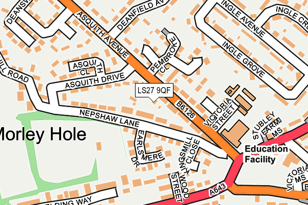 LS27 9QF map - OS OpenMap – Local (Ordnance Survey)