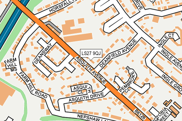 LS27 9QJ map - OS OpenMap – Local (Ordnance Survey)