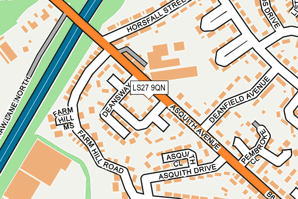 LS27 9QN map - OS OpenMap – Local (Ordnance Survey)