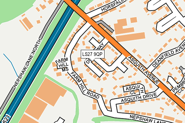 LS27 9QP map - OS OpenMap – Local (Ordnance Survey)