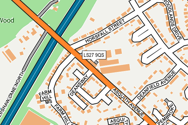 LS27 9QS map - OS OpenMap – Local (Ordnance Survey)