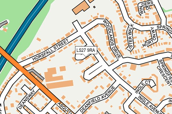 LS27 9RA map - OS OpenMap – Local (Ordnance Survey)