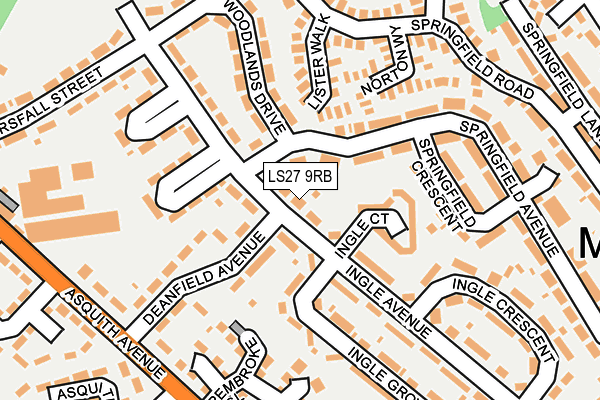 LS27 9RB map - OS OpenMap – Local (Ordnance Survey)