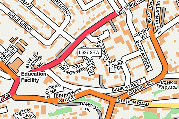 LS27 9RW map - OS OpenMap – Local (Ordnance Survey)