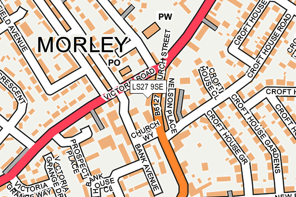 LS27 9SE map - OS OpenMap – Local (Ordnance Survey)