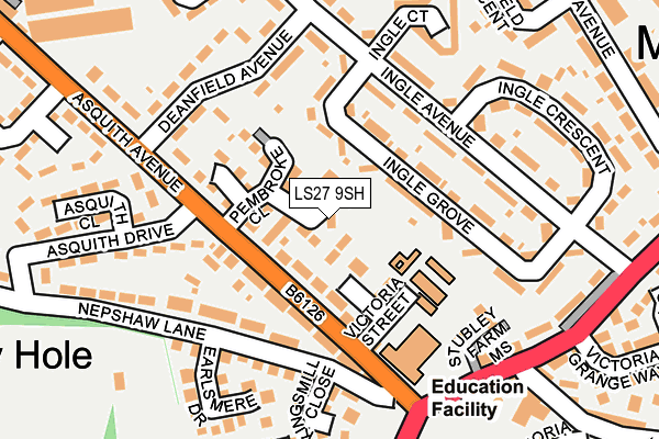 LS27 9SH map - OS OpenMap – Local (Ordnance Survey)