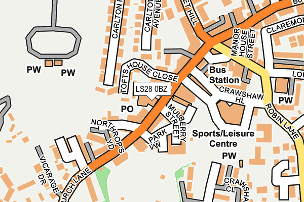 LS28 0BZ map - OS OpenMap – Local (Ordnance Survey)
