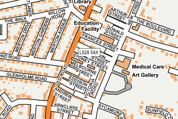 LS28 5AX map - OS OpenMap – Local (Ordnance Survey)